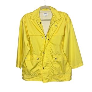 Esprit Teen Vintage 80’s Rain Jacket Size Age 12 Youth Yellow Nautical Logo‎